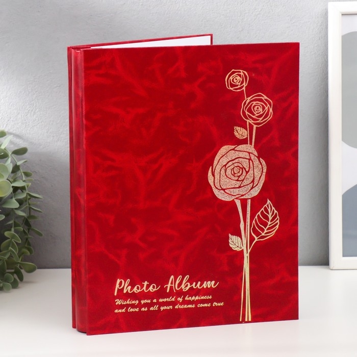 Фотоальбом на 200 фото 10х15 см Фотоальбом на 200 фото 10х15 см "Золотая розочка" МИКС 29,5х22,5х3,5 см