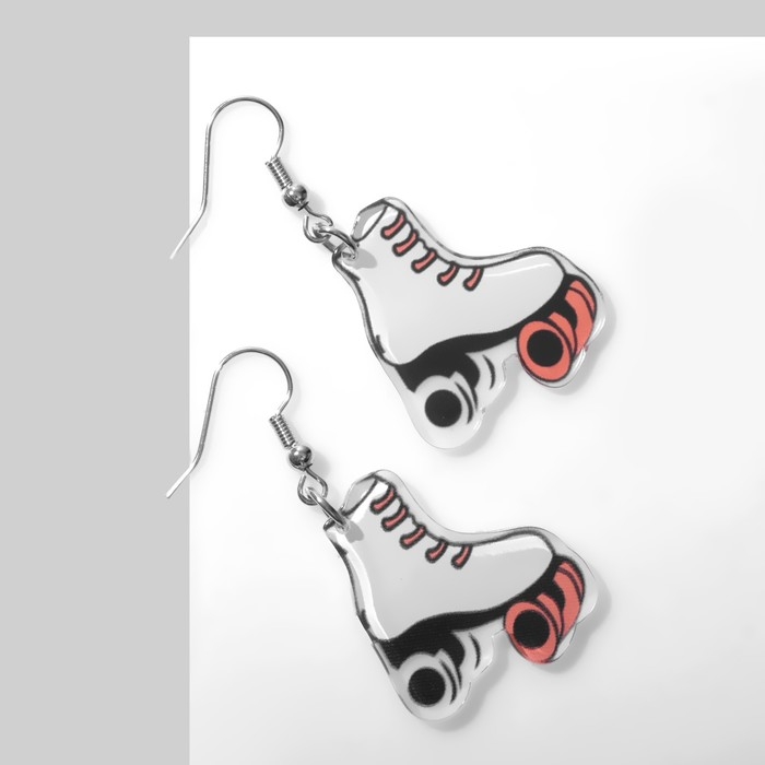 Серьги «Ролики», цвет чёрно-белый в серебре Серьги «Ролики», цвет чёрно-белый в серебре