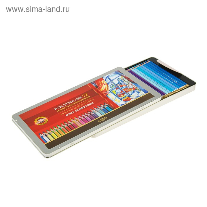 Карандаши художественные 72 цвета, Koh-I-Noor PolyColor 3827, мягкие, в металлическом пенале Карандаши художественные 72 цвета, Koh-I-Noor PolyColor 3827, мягкие, в металлическом пенале