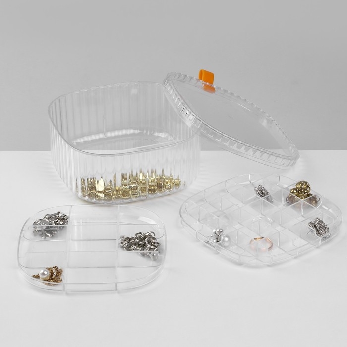 Органайзер для хранения украшений «Лео» 3 уровня, 32 ячейки, 15×15×7,5 см, цвет прозрачный Органайзер для хранения украшений «Лео» 3 уровня, 32 ячейки, 15×15×7,5 см, цвет прозрачный
