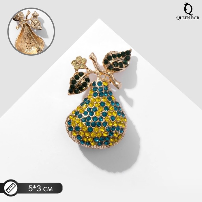 Брошь «Груша», цветная в золоте Брошь «Груша», цветная в золоте