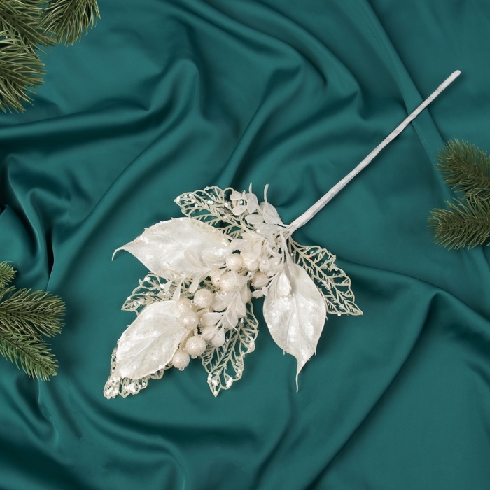 Декор Декор "Новогодняя грация" веточка воздушная, 34х12 см, белый