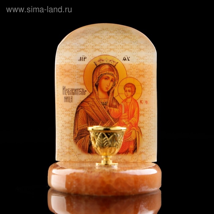 Икона «Божией Матери Избавительница», с подсвечником, селенит Икона «Божией Матери Избавительница», с подсвечником, селенит