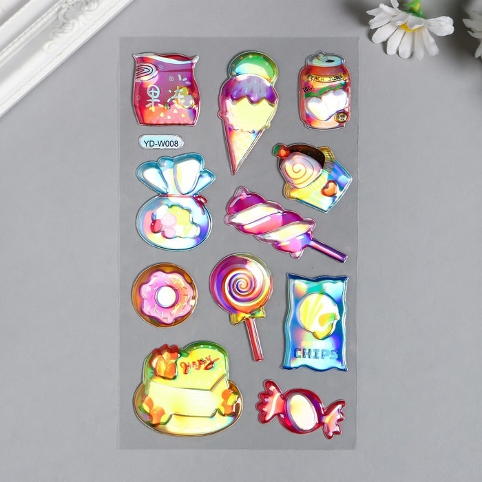 Наклейка пластик голография Наклейка пластик голография "Леденцы" МИКС 23х11 см