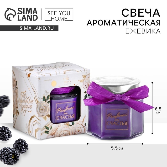 Свеча в банке  Свеча в банке "Неповторима", аромат ежевика