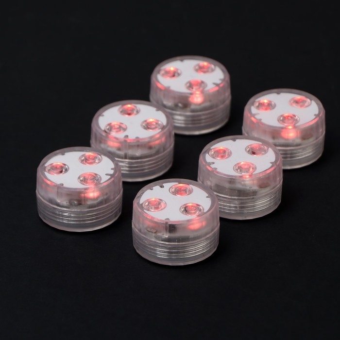 Светильник водонепроницаемый мини, 3 x 1.9 см, 6 шт, от CR2032 (в компл.), пульт, RGB, IP68 Светильник водонепроницаемый мини, 3 x 1.9 см, 6 шт, от CR2032 (в компл.), пульт, RGB, IP68