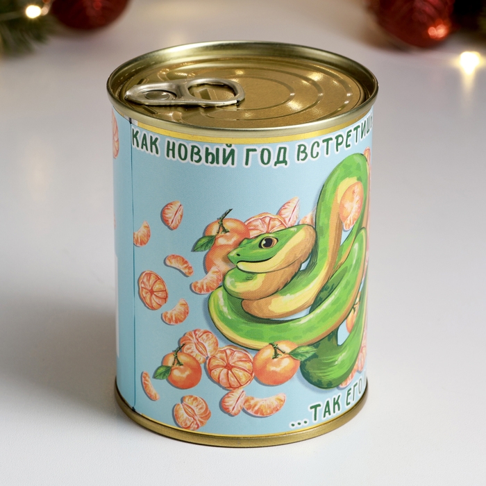 Набор в консервной банке Набор в консервной банке "Как новый год встретишь..." мыло + мочалка