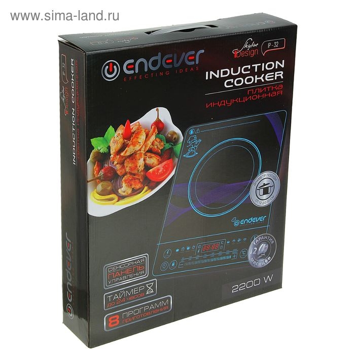 Плитка индукционная Endever Skyline IP-32, 2200 Вт, 1 конфорка, 8 программ, черная Плитка индукционная Endever Skyline IP-32, 2200 Вт, 1 конфорка, 8 программ, черная
