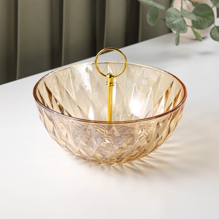 Ваза стеклянная для фруктов с держателем, d=22,5 см, цвет золотой Ваза стеклянная для фруктов с держателем, d=22,5 см, цвет золотой