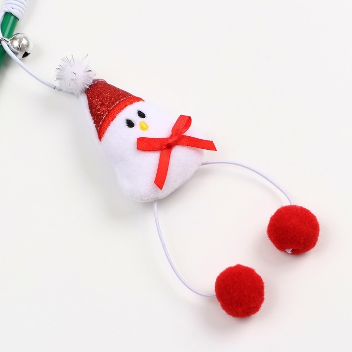 Дразнилка-удочка для кошек с бубенчиком  Дразнилка-удочка для кошек с бубенчиком "Снеговик", 40 см