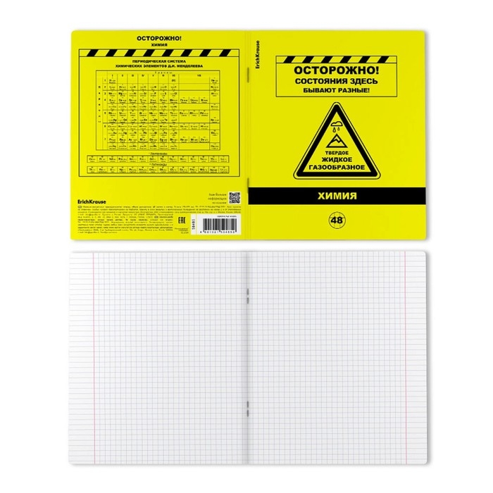 Тетрадь предметная ХИМИЯ, 48 листов в клетку, ErichKrause Be Informed, пластиковая обложка, шелкография, блок офсет 100% белизна, инфо-блок Тетрадь предметная ХИМИЯ, 48 листов в клетку, ErichKrause Be Informed, пластиковая обложка, шелкография, блок офсет 100% белизна, инфо-блок