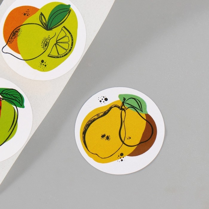 Наклейка бумага Наклейка бумага "Фрукты" d=2,5 см 252 шт в рулоне