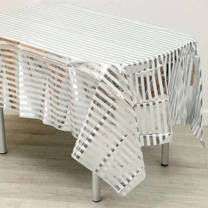 Скатерть &laquo;Полоска&raquo;, 137х183 см, цвет серебро