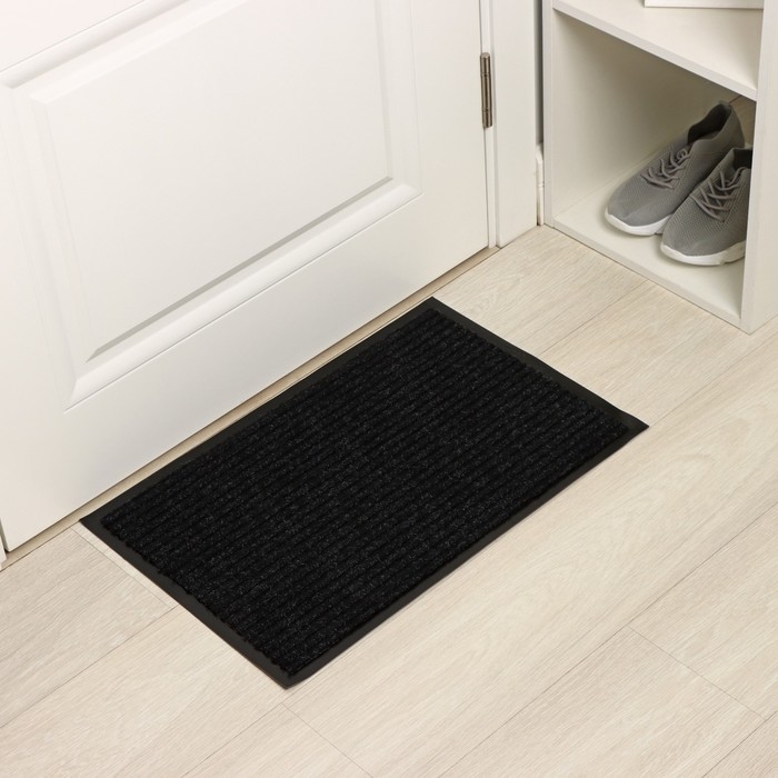 Коврик влаговпитывающий придверный с окантовкой Доляна «Стандарт», 40×60 см, цвет чёрный Коврик влаговпитывающий придверный с окантовкой Доляна «Стандарт», 40×60 см, цвет чёрный