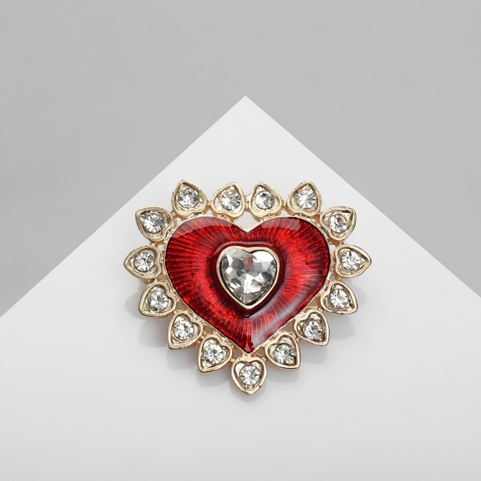Брошь «Сердце», цвет красный в золоте Брошь «Сердце», цвет красный в золоте