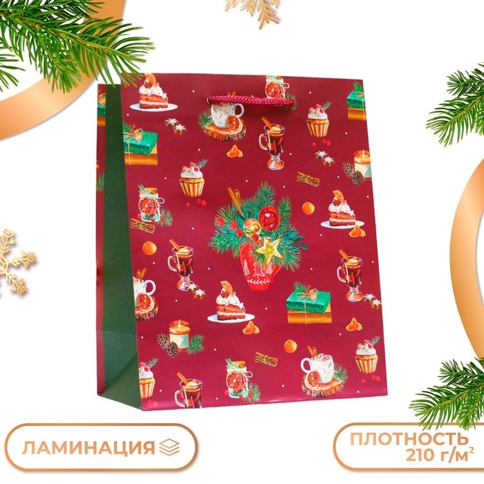 Новый год. Пакет подарочный Новый год. Пакет подарочный "Новгодние сладости", 18 х 22,3 х 10 см.