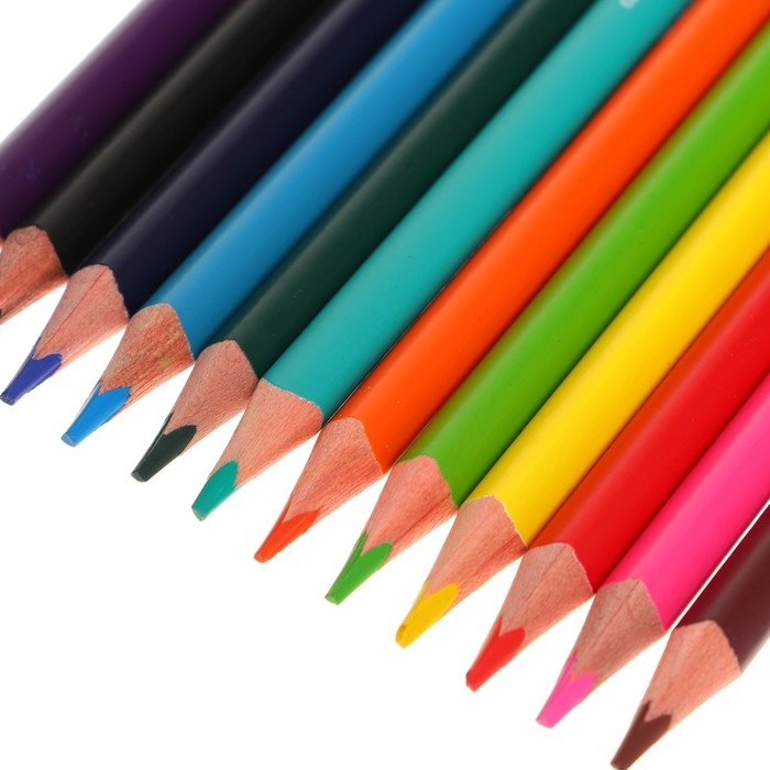 Карандаши 12 цветов BrunoVisconti Happycolor, трёхгранные, МИКС Карандаши 12 цветов BrunoVisconti Happycolor, трёхгранные, МИКС