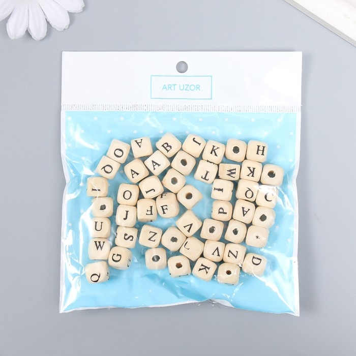 Набор бусин для творчества дерево Набор бусин для творчества дерево "Английский алфавит" (набор50 шт) 1х1х1 см