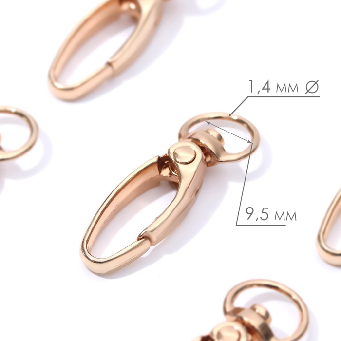 Карабин металлический, 36 × 12 мм / 9,5 × 1,4 мм, 5 шт, цвет золотой Карабин металлический, 36 × 12 мм / 9,5 × 1,4 мм, 5 шт, цвет золотой