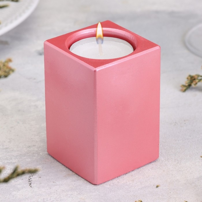 Подсвечник Подсвечник "Квадрат" из гипса, 5х8см, розовый