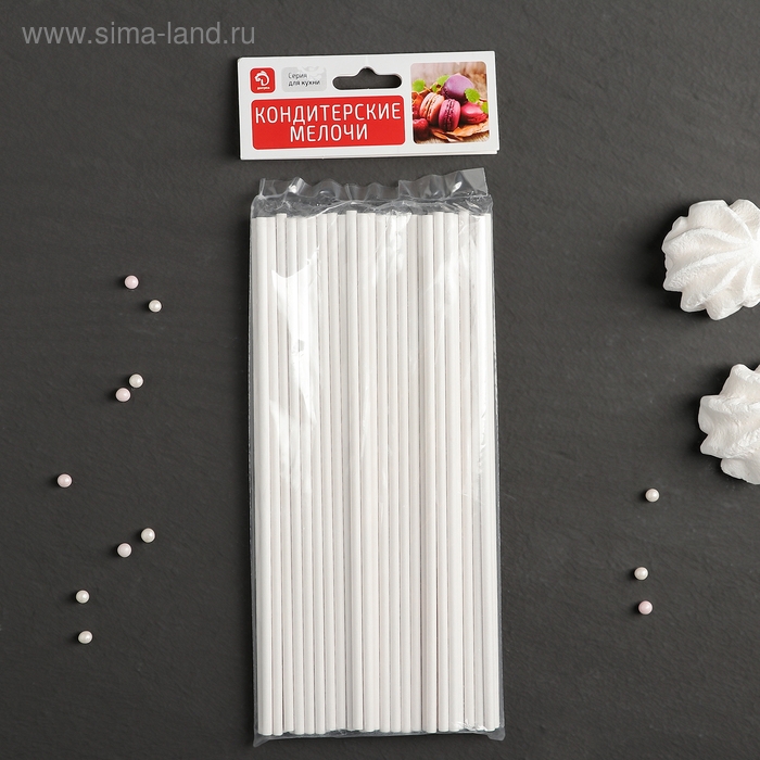 Набор палочек для кондитерских изделий Доляна, d=0,4 см, 20 см, 50 шт, цвет белый Набор палочек для кондитерских изделий Доляна, d=0,4 см, 20 см, 50 шт, цвет белый