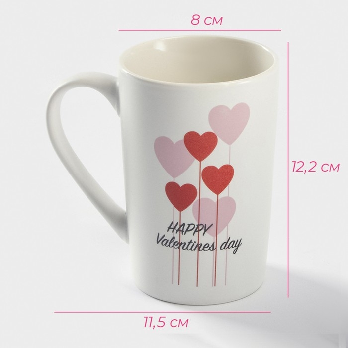 Кружка фарфоровая Доляна «Влюблённый валентин», 380 мл, цвет белый