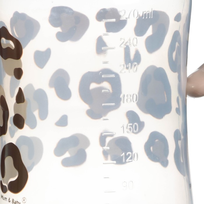 Бутылочка для кормления, широкое горло, средний поток от 3 мес., 270 мл., «Леопард», M&B Бутылочка для кормления, широкое горло, средний поток от 3 мес., 270 мл., «Леопард», M&B