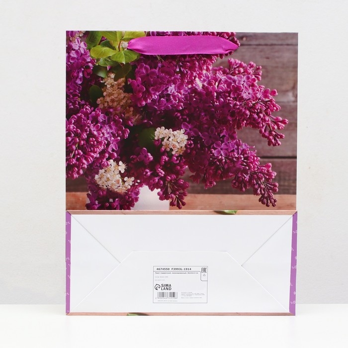 Пакет ламинированный  Пакет ламинированный "Сирень" 26x32x12