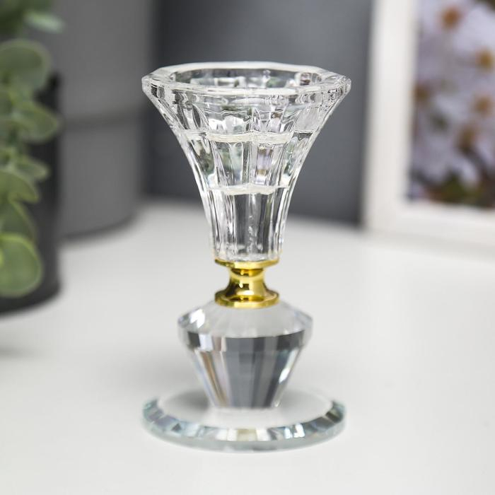 Подсвечник стекло на 1 свечу Подсвечник стекло на 1 свечу "Вазон с хрусталиком" 9,7х5,6х5,6 см