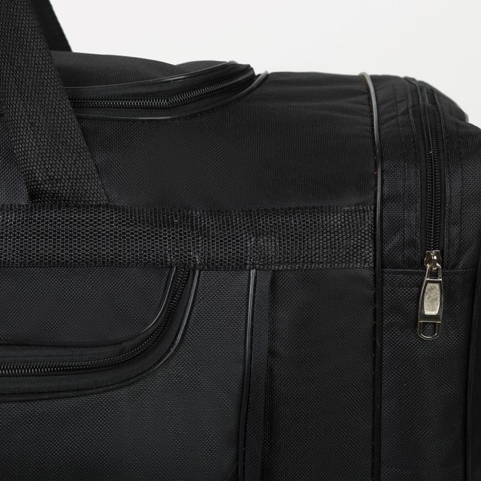 Сумка дорожная, 3 отдела на молниях, наружный карман, длинный ремень, цвет чёрный Сумка дорожная, 3 отдела на молниях, наружный карман, длинный ремень, цвет чёрный