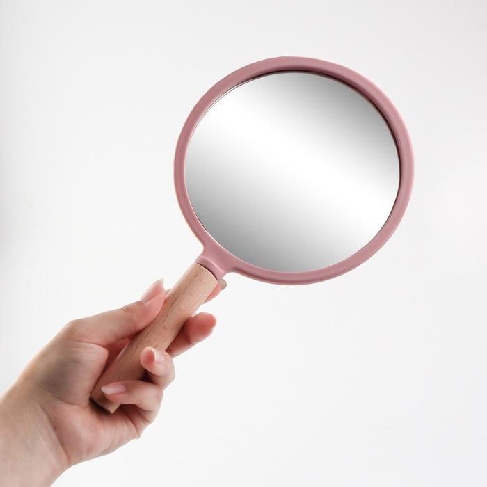 Зеркало с ручкой, d зеркальной поверхности 12 см, цвет розовый Зеркало с ручкой, d зеркальной поверхности 12 см, цвет розовый