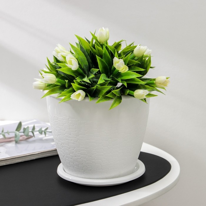 Горшок с поддоном «Розалия» 3,2 л, цвет белый Горшок с поддоном «Розалия» 3,2 л, цвет белый