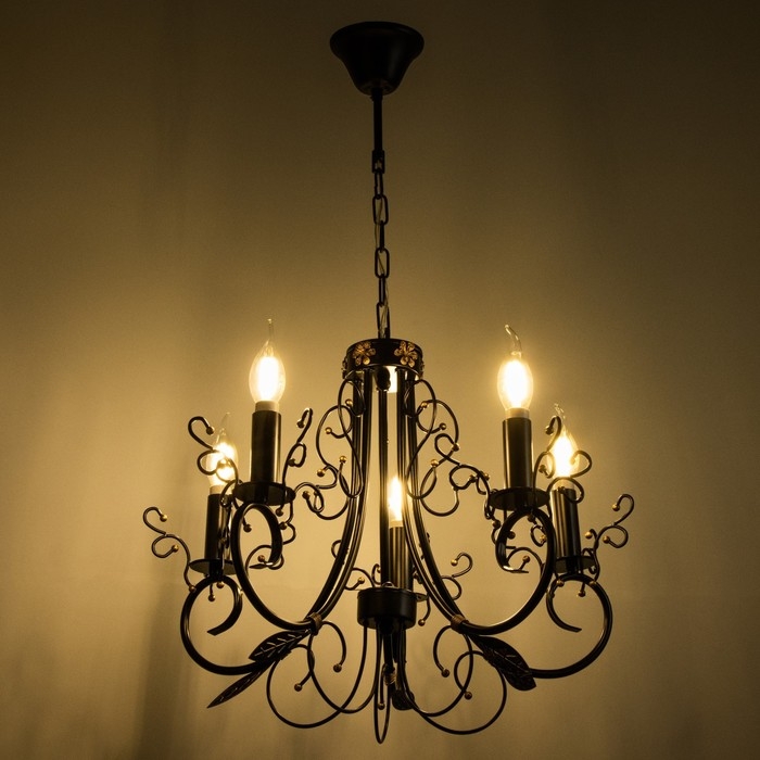 Люстра Люстра "Ариэль" 5xE14 40Вт черно-золотой 58х58х40,5-100 см BayerLux