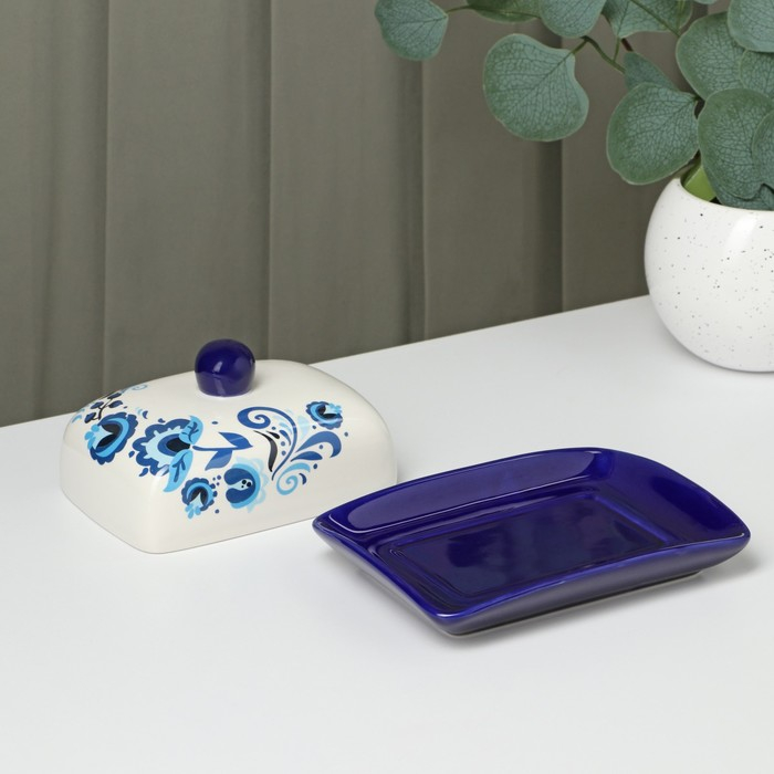 Маслёнка Доляна «Свиристель», 17×12,5×8 см, цвет белый Маслёнка Доляна «Свиристель», 17×12,5×8 см, цвет белый