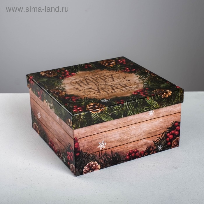 Набор подарочных коробок 6 в 1 «Деревянный», 10 х 10 х 6 - 20 х 20 х 11 см , Новый год