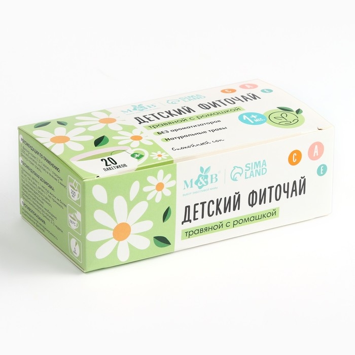 Детский фиточай M&B, травяной с ромашкой, 1+ мес, 20 п Детский фиточай M&B, травяной с ромашкой, 1+ мес, 20 п