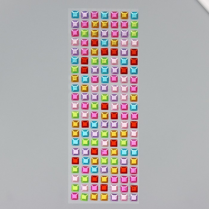 Наклейка пластик Наклейка пластик "Стразы цветные, квадрат" МИКС d-1,2 см 11х32 см