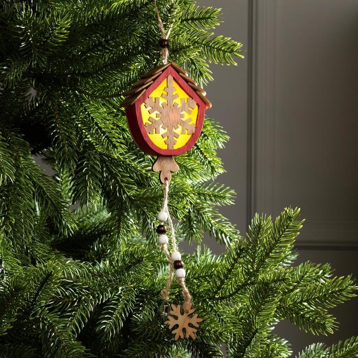 Ёлочная игрушка «Домик со снежинкой», от батареек, свечение тёплое белое Ёлочная игрушка «Домик со снежинкой», от батареек, свечение тёплое белое