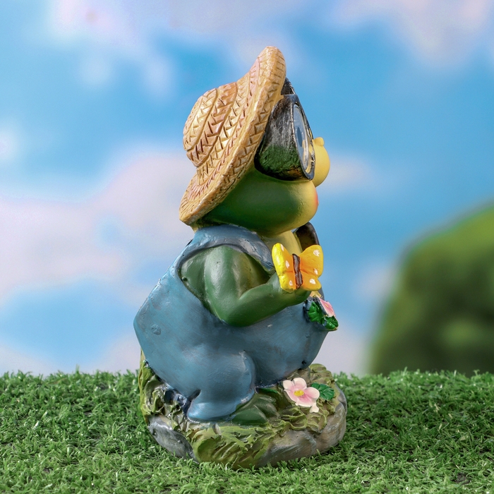 Садовый фонарь  Садовый фонарь "Лягушонок с бабочкой" 7х8х15см