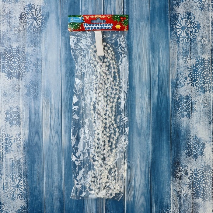 Бусы на ёлку 2,7 м d-5 мм Бусы на ёлку 2,7 м d-5 мм "Льдинка" классика, прозрачный перламутр