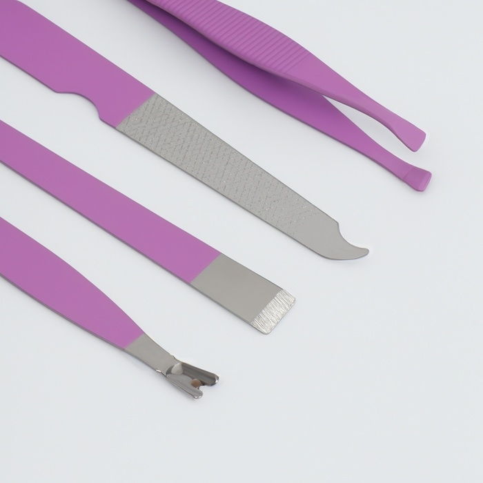 Набор маникюрный, 12 предметов, в футляре, цвет сиреневый Набор маникюрный, 12 предметов, в футляре, цвет сиреневый