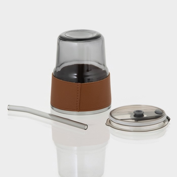 Стакан стеклянный с крышкой и трубочкой «Вида», 350 мл, цвет МИКС Стакан стеклянный с крышкой и трубочкой «Вида», 350 мл, цвет МИКС