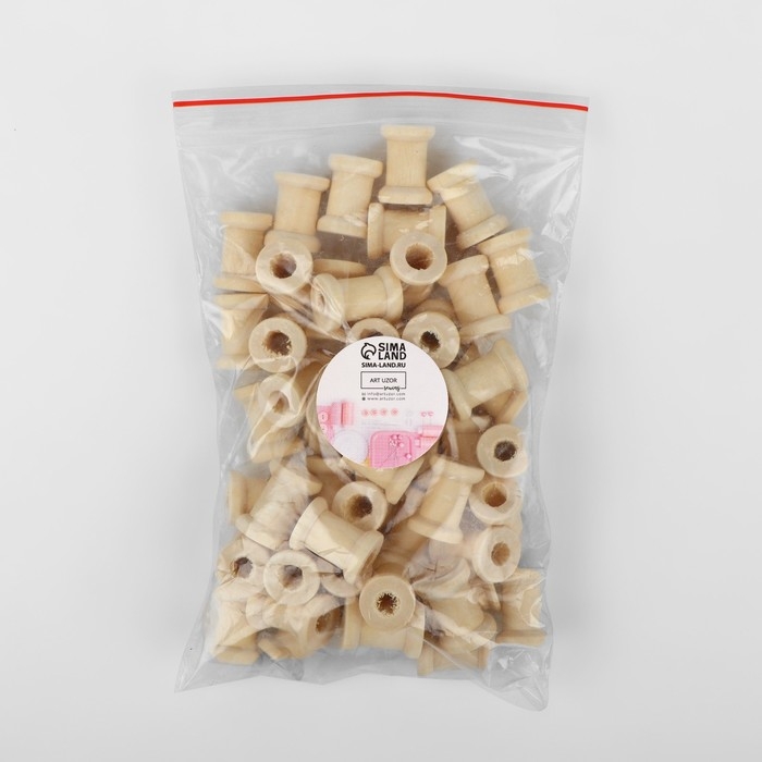 Набор деревянных катушек без покрытия, 50 шт, d = 1,3 × 1,9 см Набор деревянных катушек без покрытия, 50 шт, d = 1,3 × 1,9 см