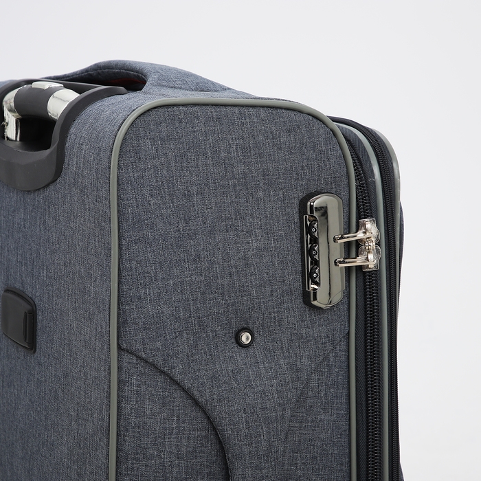 Чемодан средний 52 л (M), отдел на молнии, кодовый замок, с расширением, цвет серый Чемодан средний 52 л (M), отдел на молнии, кодовый замок, с расширением, цвет серый