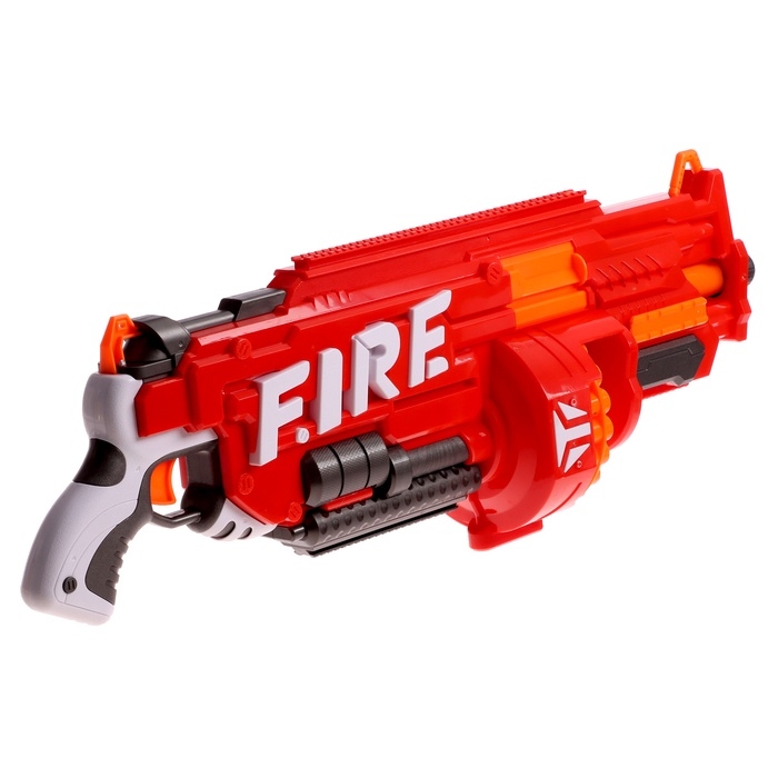 Бластер «Огненный», стреляет мягкими пулями, работает на батарейках Бластер «Огненный», стреляет мягкими пулями, работает на батарейках