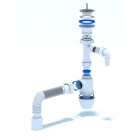 Сифон для мойки "АНИ Пласт" C0310, 1 1/2"х40 мм, с отводом и гофрой 40x50 мм