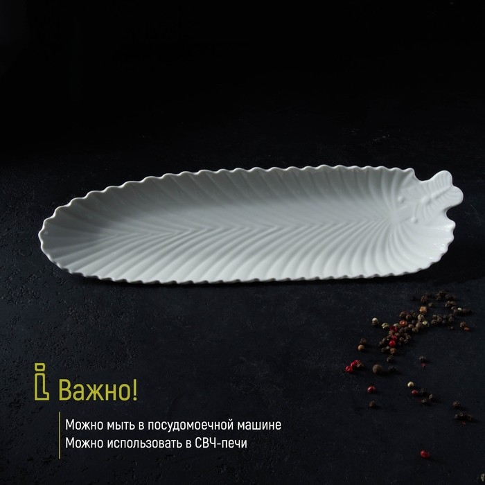 Блюдо «Лист», 35×10×2,5 см, цвет белый Блюдо «Лист», 35×10×2,5 см, цвет белый