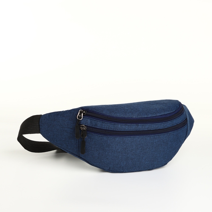 Поясная сумка на молнии, 3 наружных кармана, цвет синий Поясная сумка на молнии, 3 наружных кармана, цвет синий
