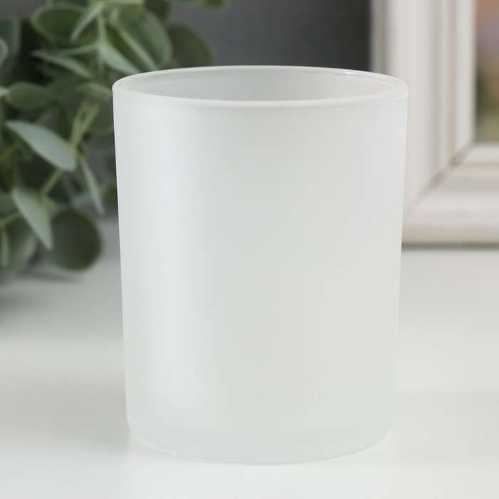 Банка для свечей стекло Банка для свечей стекло "Новый день - новый шанс" 220 мл белая, матовая 7х7х8,4 см