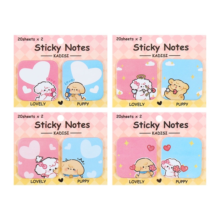 Набор 2 штуки блок с липким краем 51 х 51мм, 20 листов х 2 цвета  Набор 2 штуки блок с липким краем 51 х 51мм, 20 листов х 2 цвета "Милашки", МИКС